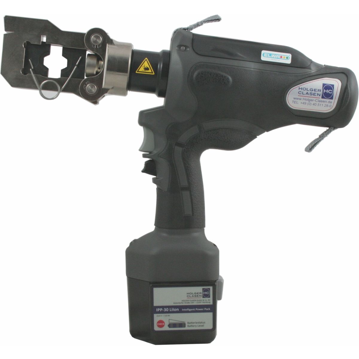 Battery-operated hydraulic crimping tool % Action %