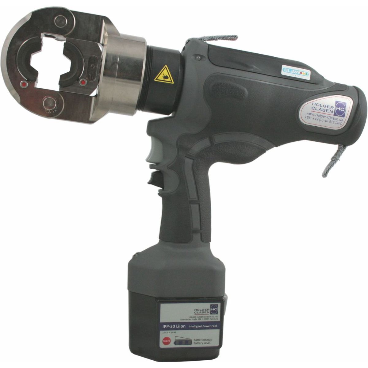 Battery-operated hydraulic crimping tool % Action %