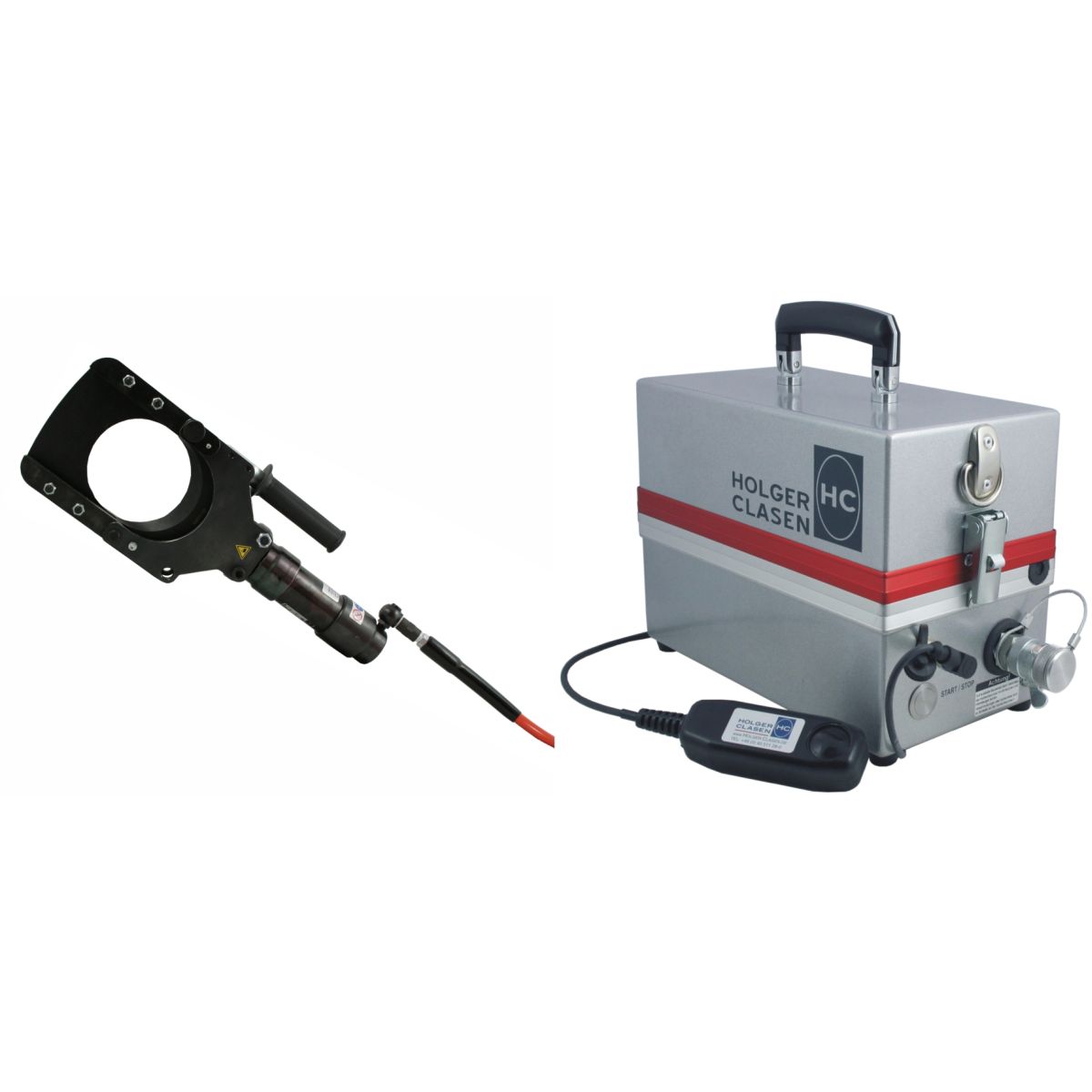 Safety cutting machine with battery pump