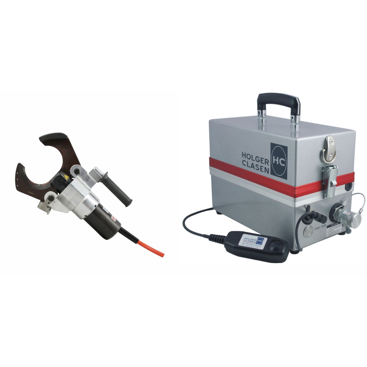 Safety cutting machine with battery pump