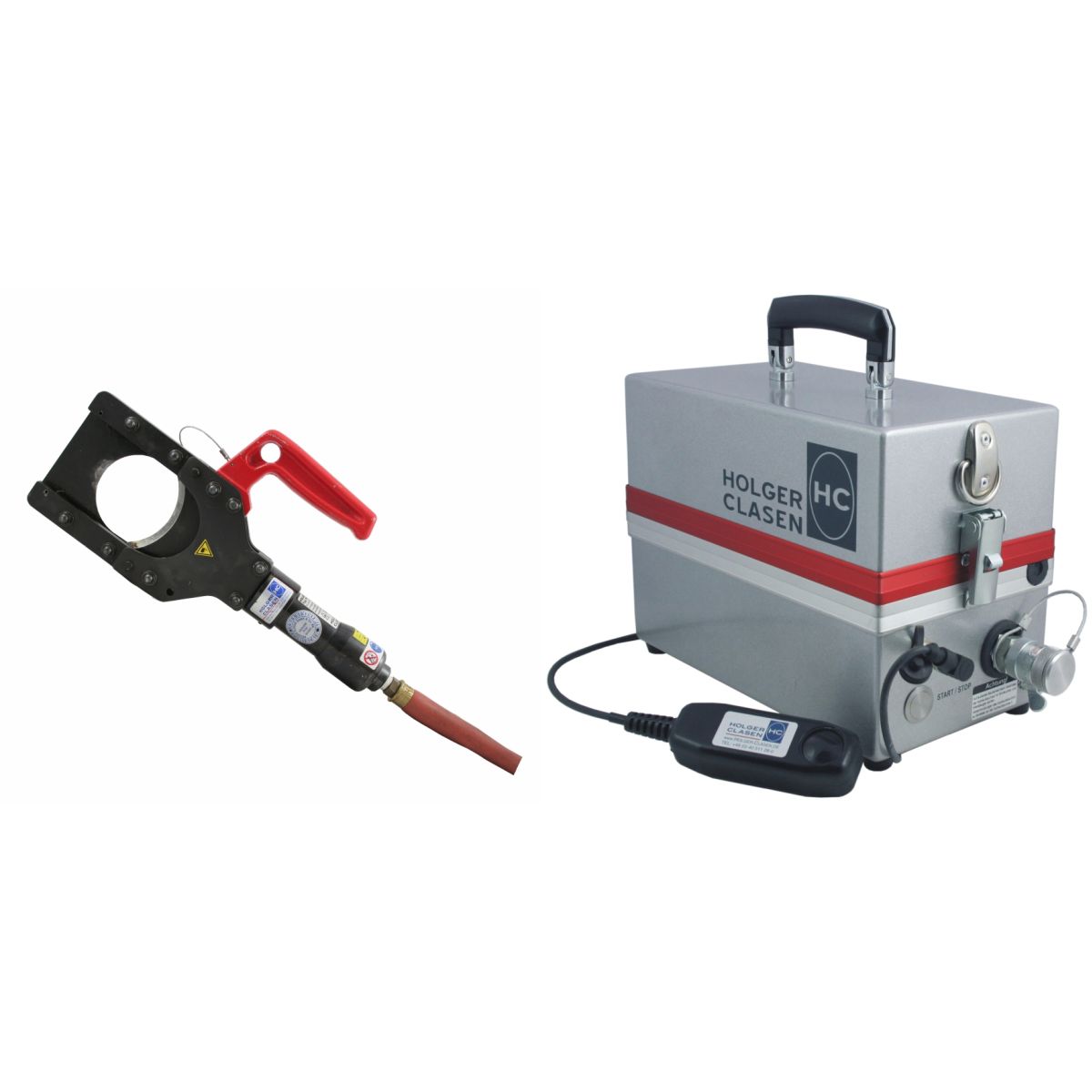 Safety cutting machine with battery pump